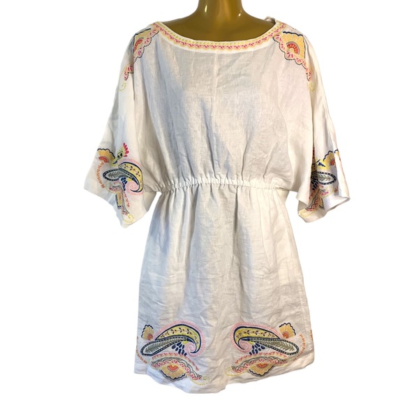 Boden White Dress with Multicolor Embroidery - Picture 2 of 12